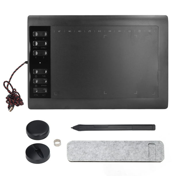 Tableta de dibujo gráfico 233PPS 5080LPI 8192 Nivel de sensibilidad a la presión Tableta gráfica para escritorio portátil teléfono móvil negro