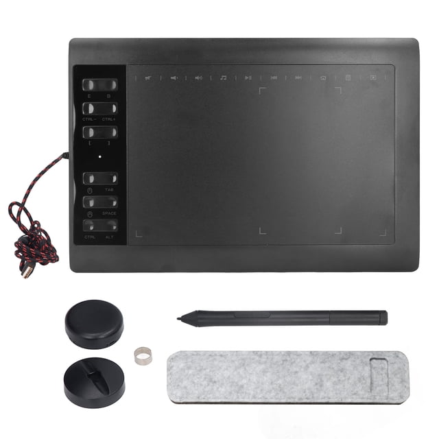 Tableta de dibujo gráfico 233PPS 5080LPI 8192 Nivel de sensibilidad a la presión Tableta gráfica para escritorio portátil teléfono móvil negro