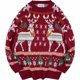 thumbnail image 4 of Suéter holgado e informal de estilo retro americano para otoño e invierno con diseño de alce navideño, 4 of 5