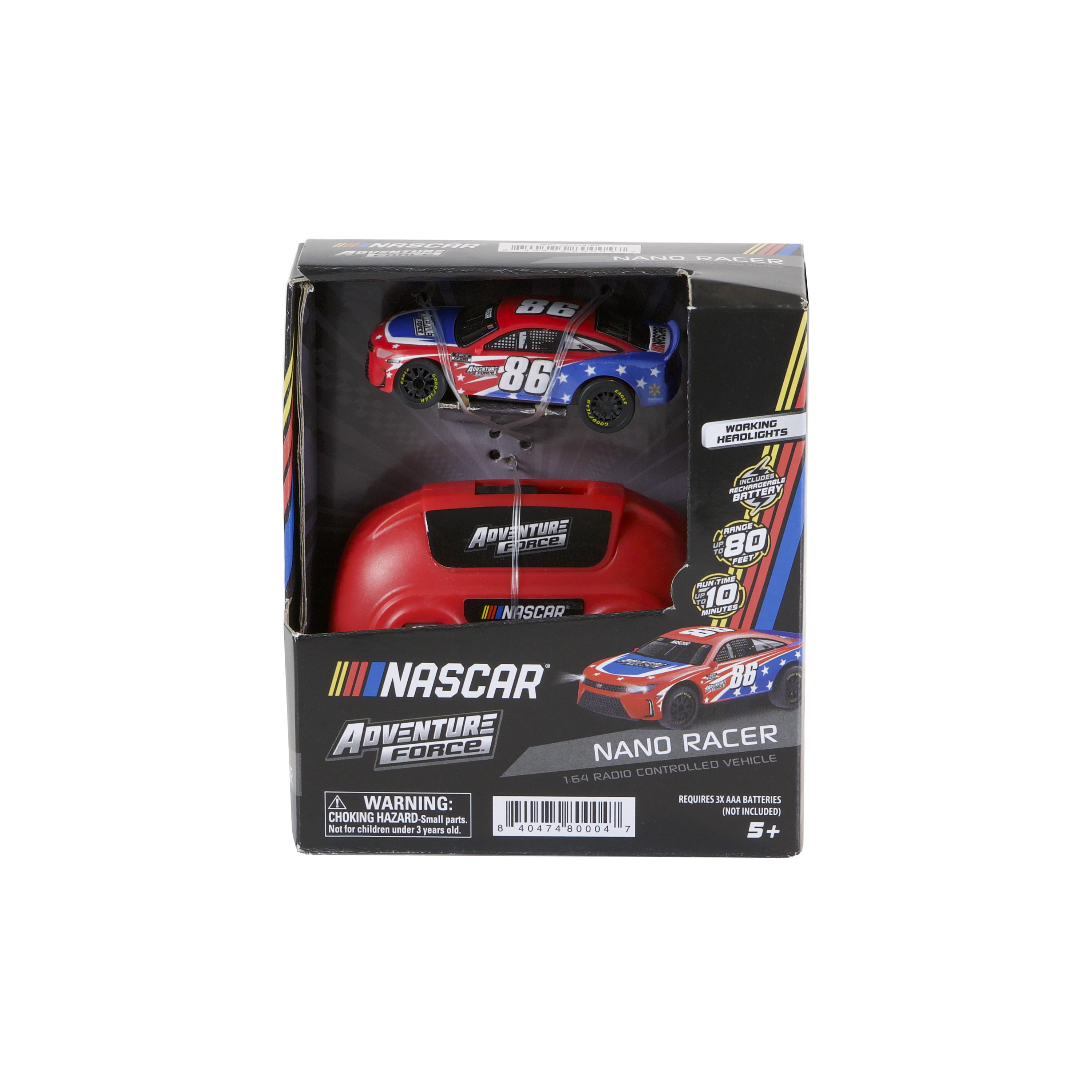 Adventure Force (1:64) RC NASCAR Nano Racer Red Stock Car, WR5