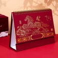 thumbnail image 7 of Jiibva 2026 Red Table Calendar Chinese Style Desk Planner Standing Flip Calendar for Home Office Academic Family Supplies, 7 of 7