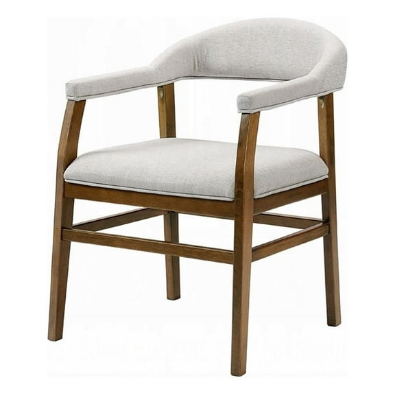 Dari Side Dining Chair Set of 2- Gray Fabric- Dark Walnut Brown Wood