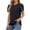 Black, variant on Women's Ruffle Puff Sleeve Blouse Pleated Round Neck Short Sleeve Casual Fashion Vacation Beach Travel Loose Tops T-Shirt, Black M