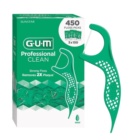 GUM Professional Clean Floss Picks, 150 Count (Pack of 3)