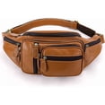 thumbnail image 1 of MARRANT Cangurera de Cuero Genuino para Hombre, Bolsa de Cintura Cruzada de Gran Capacidad con Múltiples Bolsillos con Zíper, Marrón, 1 of 6