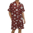 thumbnail image 4 of JIANJIA Mens Pajama Sets Christmas Print Silk Satin Lapel Short Sleeve Button Up Tops With Shorts Two Piece Underwear Nightwear, 4 of 4
