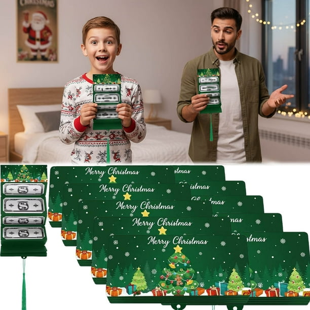 Sobre Rojo Sobres navideños para guardar dinero con 10 ranuras para tarjetas, ideales para guardar regalos navideños y sorpresas en fiestas (10 unidades) Rkxzt