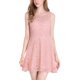thumbnail image 2 of Mini vestido acampanado sin mangas con encaje floral para mujer Rosa L, 2 of 7