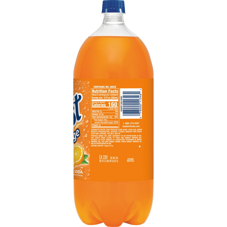 Sunkist Orange Soda Pop, 2 L, Bottle