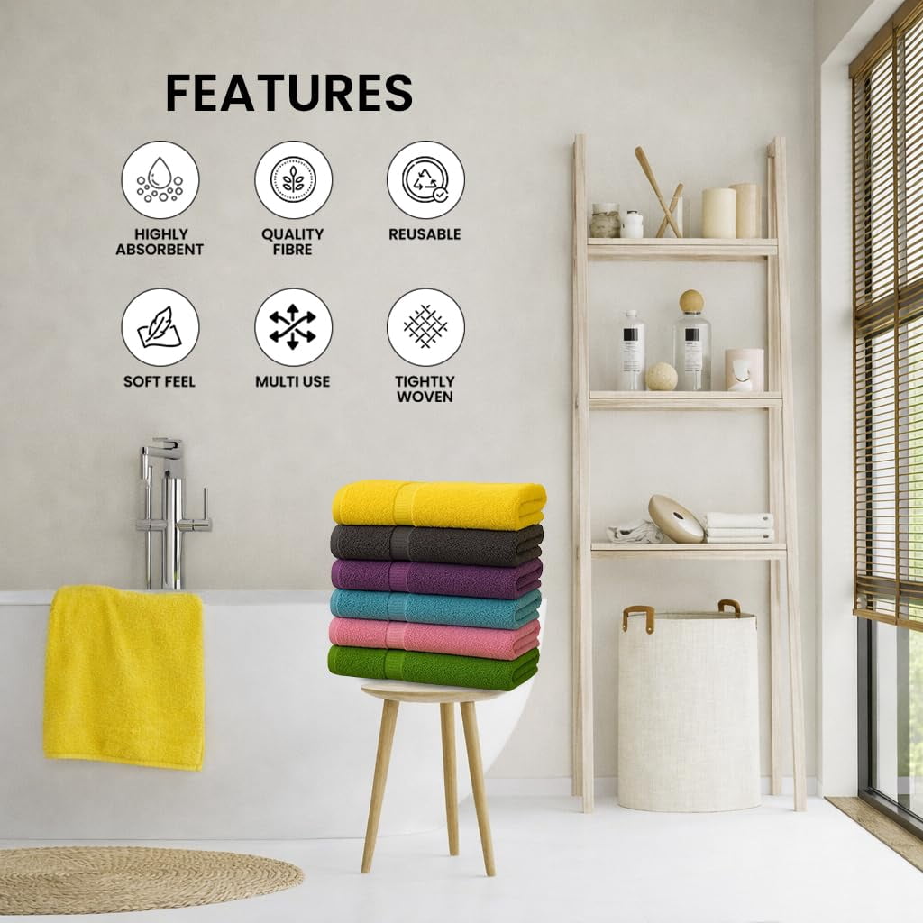 Zuperia 6-pack Bath Towels, 30" x 60" Cotton Bathroom Towels, Ultra Soft, Highly Absorbent, Fast Drying, Durable for Home, Gym, Spa, Hotel, (Colors Variety)