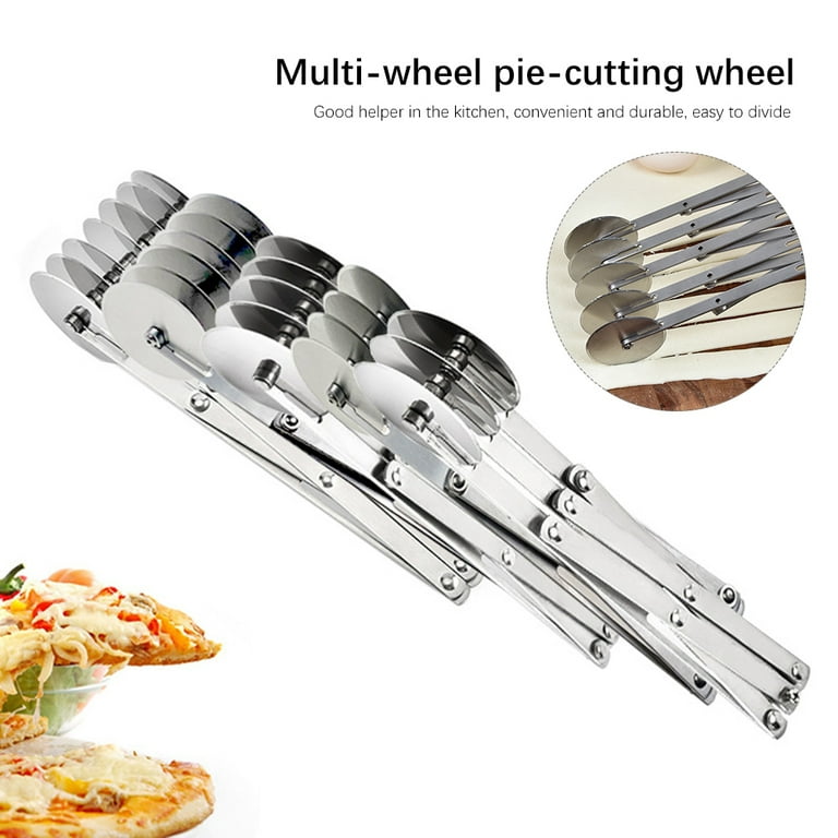 7 Wheels Pizza Cutter Stainless Steel Slicer Expandable Pie Crust