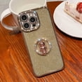 thumbnail image 6 of Cute Compatible with iPhone 13 Pro Max 6.7 inch Case,Shining Diamond Case with Bear Kickstand Holder for Girls Women,Soft Glitter Shockproof TPU Bumper with Camera Lens Protection(Gold), 6 of 7