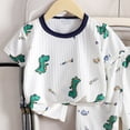 thumbnail image 5 of Gubotare Boys Sleep Shorts Set Unisex-Baby Short Sleeve Pajama 2-Piece Set 5T 6T (Green,5-6 Years), 5 of 6