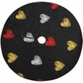 thumbnail image 1 of FMSHPON Golden Striped Hearts on Dark Xmas Christmas Tree Skirt Stand Mat for Holiday Party Decoration Indoor Outdoor 48 inches, 1 of 3