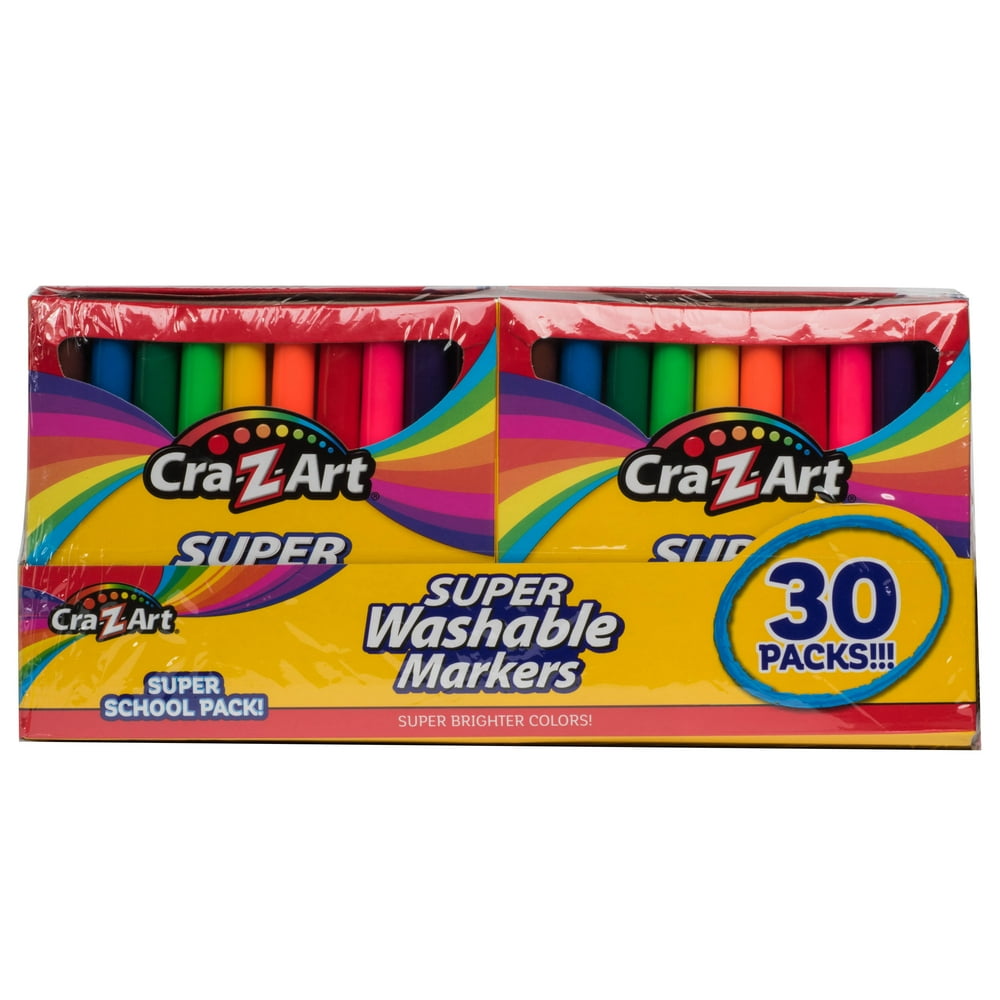 CraZArt School Quality Washable Markers, 30 Packs of 10 Count
