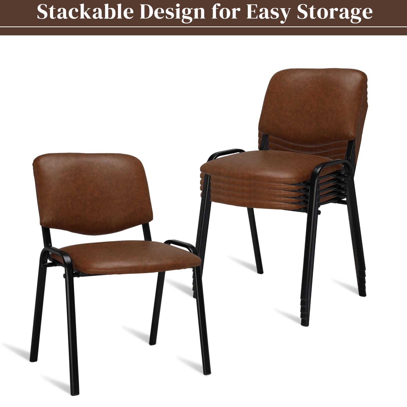 Ktaxon Stackable Chairs 5 PCS, Brown – picture 5