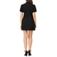 thumbnail image 4 of Vestido de mezclilla para mujer Inspire Chic, con mangas cortas abullonadas y botones, talla XS, color negro, 4 of 7