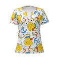 thumbnail image 2 of Fuzoiu Ducks and Anchors Print Women's V-Neck T-Shirt,Women's Short Sleeve Top, Comfortable for Work, Leisure, and Sports, 2 of 7