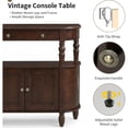 thumbnail image 3 of LKTART Reston Curved Console Table with 2-Door Cabinet and Drawer, Solid Wood Legs Half Moon Entryway Table with Adjustable Shelf, Walnut, 3 of 9