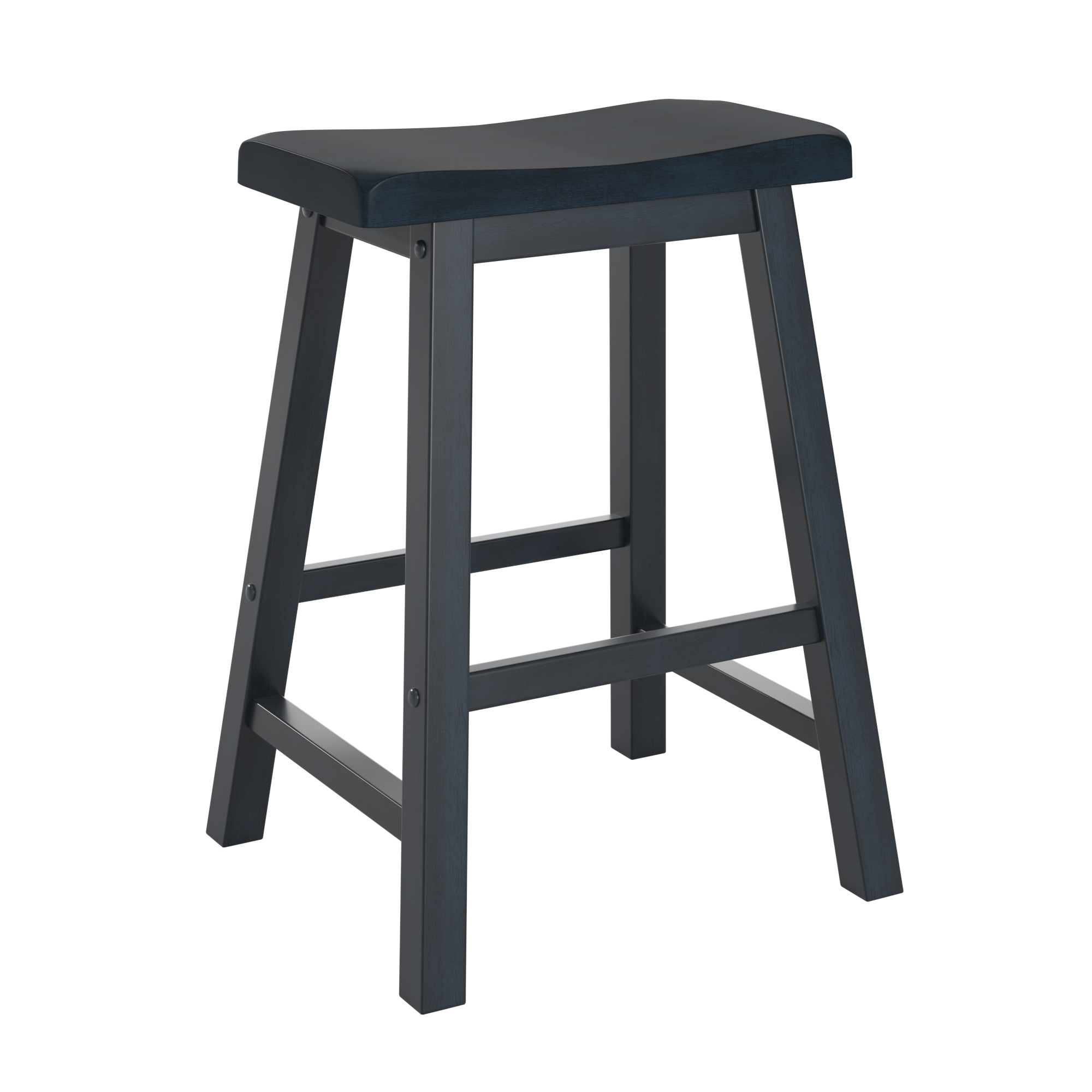 Weston Home Ashby Saddle Seat Backless 24" Counter Stools, Antique Denim (Set of 2)