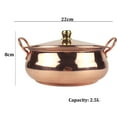 thumbnail image 2 of Copper pot for stove, pasta pot, casserole with lid, double-ear soup pot, handmade shabu, pot hot pot, for picnic, stove, household, cooking at home, 2 of 11