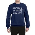 thumbnail image 2 of Wild Bobby The Way, The Truth & The Life Inspirational/Christian Unisex Crewneck Graphic Sweatshirt, Navy, Small, 2 of 5