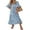 Blue, variant on Women Casual Maxi Dress Bohemian Floral V Neck Puff Short Sleeve Beach Tiered Sundress Long Swing Dress
