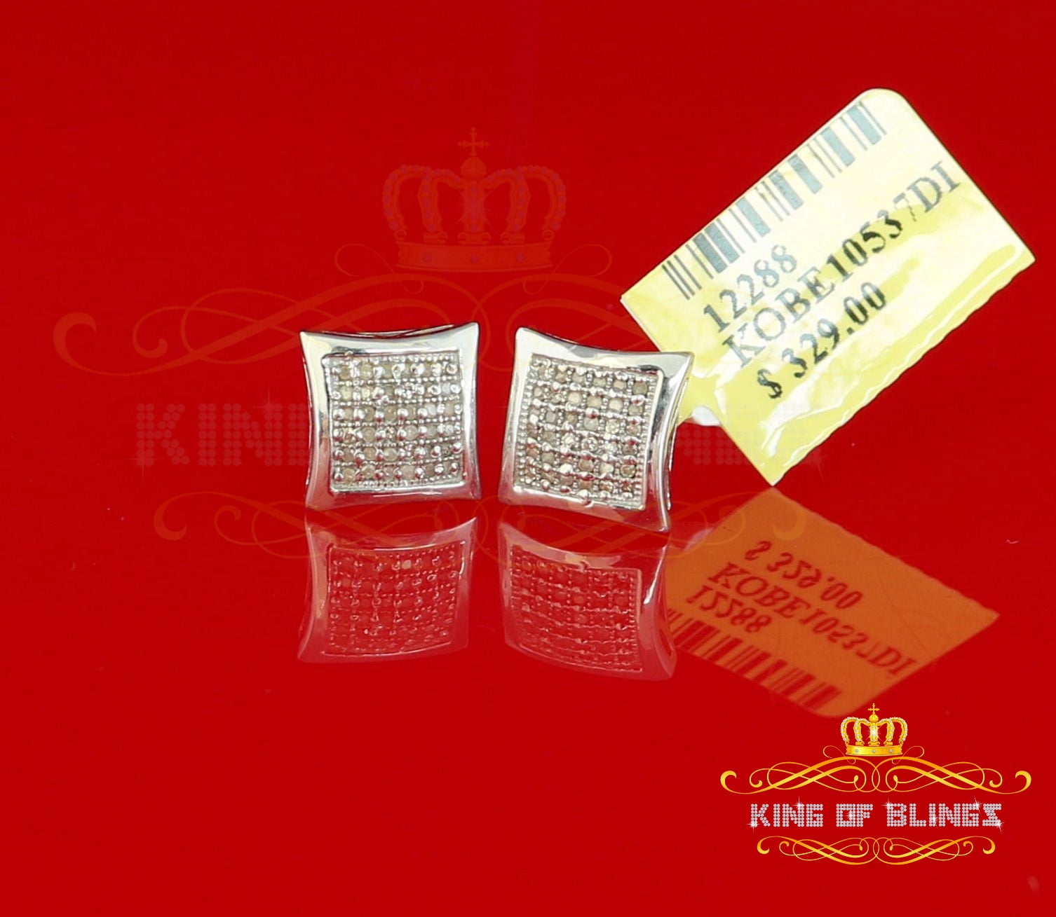King of Bling's Aretes Para 925 Sterling White Silver 0.20ct Diamond Women & Men Stud Earrings