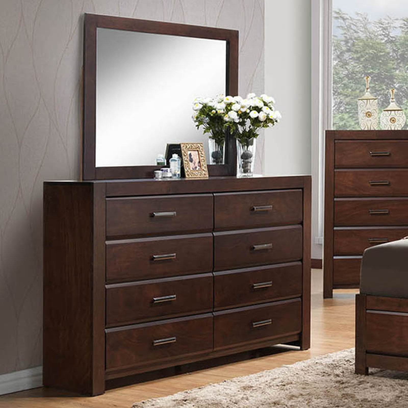 K&B Furniture Walnut Wood Dresser with Optional Mirror - Walmart.com