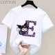 thumbnail image 5 of Camiseta de manga corta de verano para niños de Sanrio con letras de la A a la Z de Kuromi Anime, ropa suave con forma de corazón para niñas, regalo de cumpleaños kawaii, 5 of 5