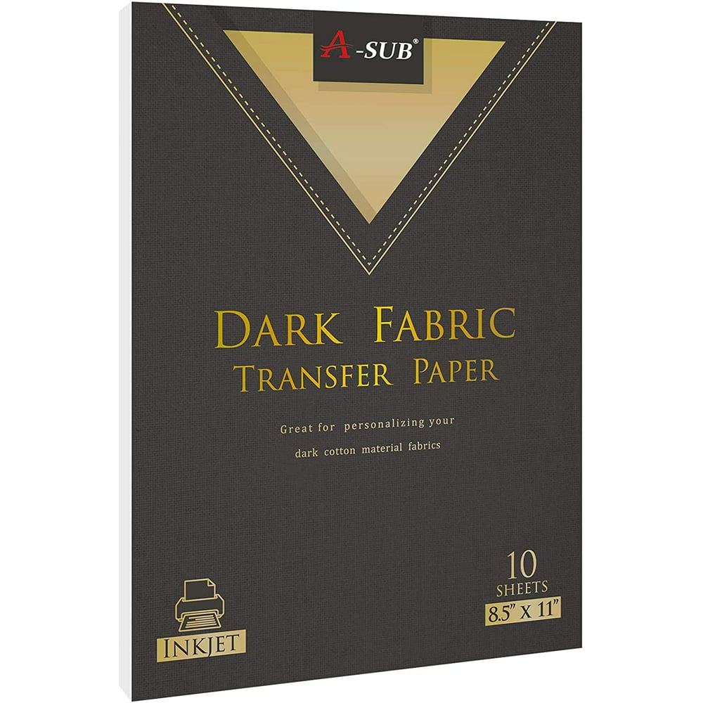 ASUB Inkjet Printable Iron On Heat Transfer Paper for Dark Fabrics 10