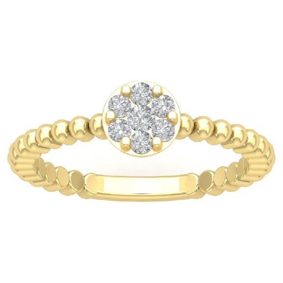 Araiya 10K Yellow Gold Diamond Cluster Ring for Women (1/4 cttw, I-J Color, I2-I3 Clarity), Size 7