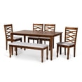 thumbnail image 2 of Baxton Studio Lanier Modern and Contemporary Grey Fabric Upholstered and Walnut Brown Finished Wood 6-Piece Dining Set, 2 of 7