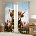 thumbnail image 2 of jejeloiu Cute Highland Cattle Black Out Curtains,Colorful Rustic Flowers Curtains Pack of 2 (42x63 Each),Kawaii Daisy Blossom Bedroom Curtains For Girls Boys,Luxury Bedroom Decor, 2 of 6