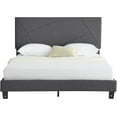 thumbnail image 4 of Lumiparty Full Size Bed Frame with Upholstered Geometric Headboard, Heavy-Duty Platform Bed, No Box Spring Needed, Dark Grey, 4 of 7