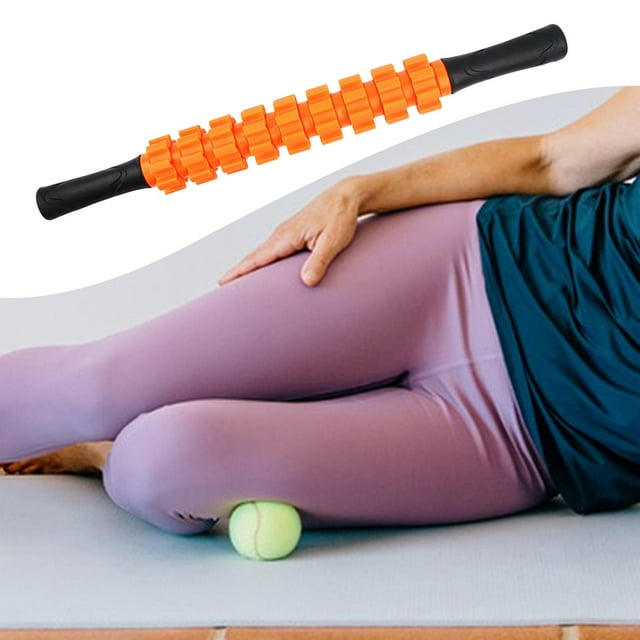 Rodillo de masaje para fascia, herramienta de masaje para relajación muscular, tejido profundo, pantorrillas, piernas, cintura, abdomen, espalda, Naranja