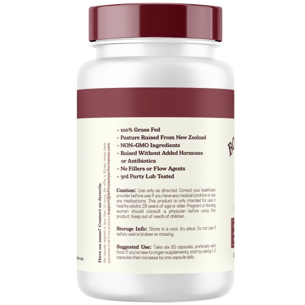 Left Coast Performance Bovine Bone Marrow Supplement - 100% Grass Fed and Pasture Raised in New Zealand- Supports Collagen, Joint, Bone & Immune Health- 180 Capsules