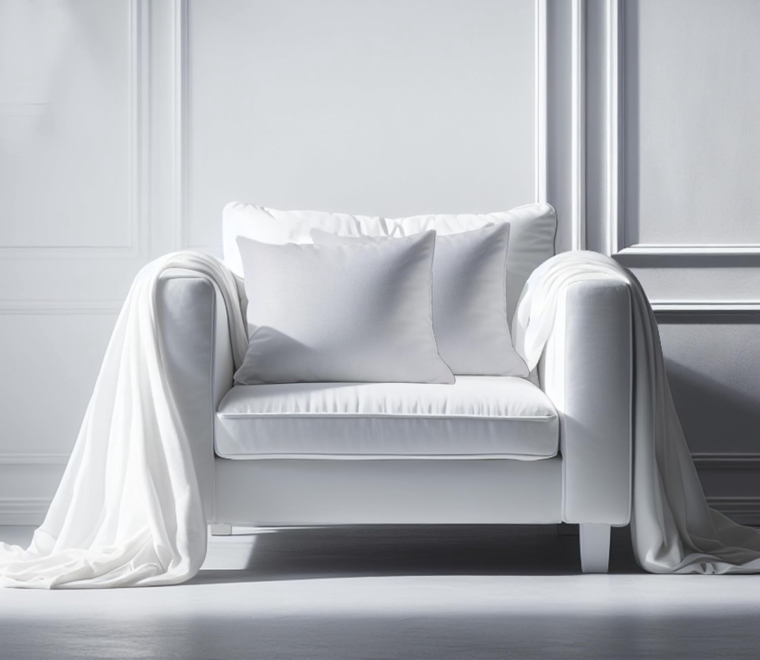 A1HC Hypoallergenic Down Alternative Pillow Inserts, 12x20 in, Rectangular, Pack of 2, White