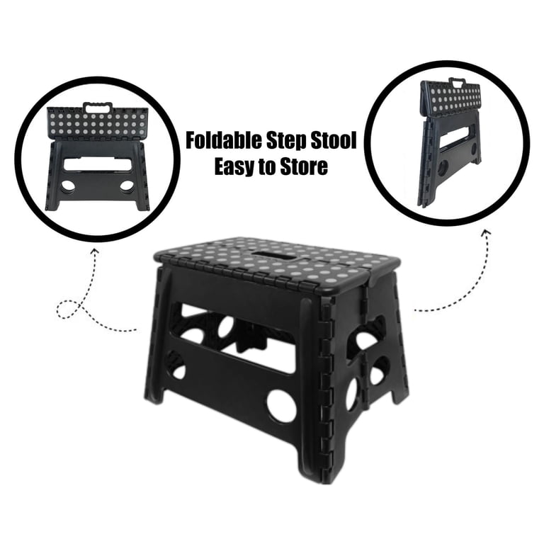 Core Pacific Extra Wide Folding Step Stool Black 12.7 inch with