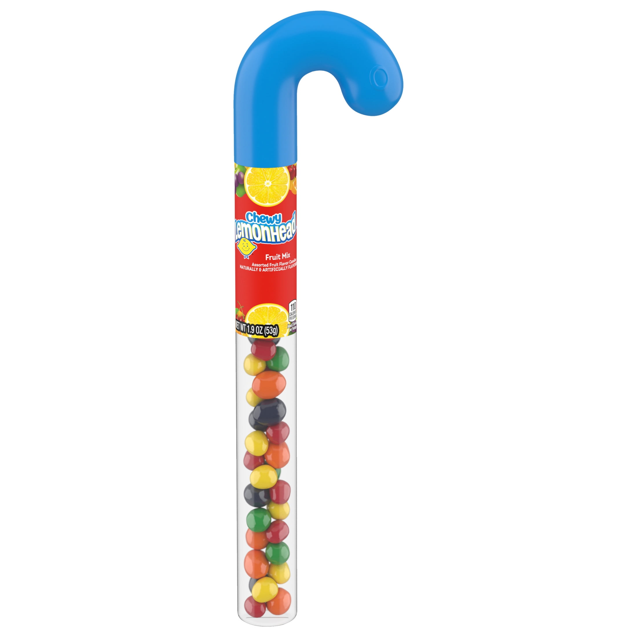 (4 pack) Lemonhead Chewy Fruit Mix Candy Cane Stocking Stuffer, 1.9 oz