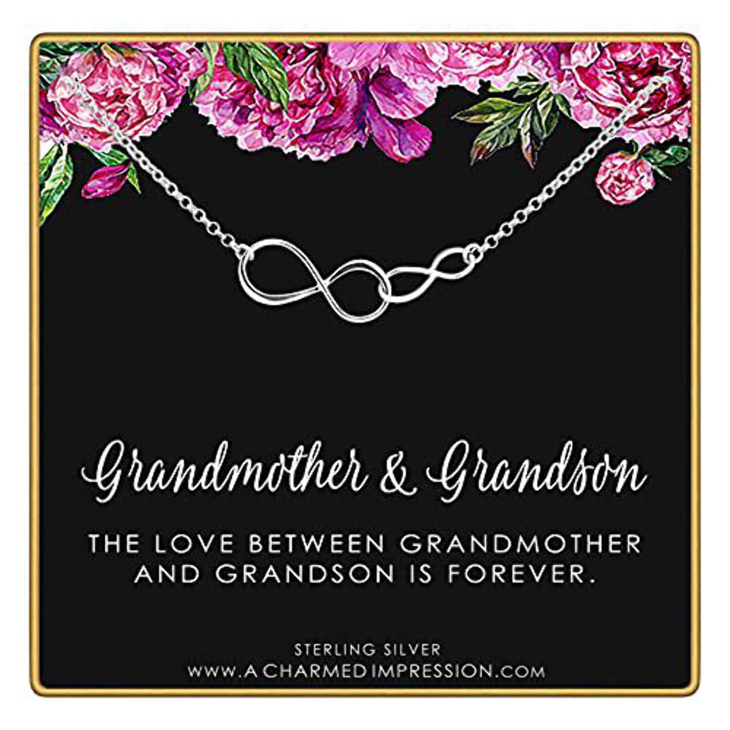 Grandmother Grandson Gifts • Sterling Silver Grandma Grandson Necklace • Gift for Grandma