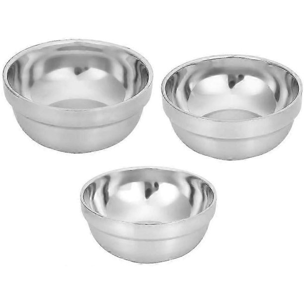 Stainless Steel Mixing Bowls Set of 3 Premium Mixing Beating Bowls Thick Insulation Children Rice Bowl Space Saving Storage Dishwasher Safe