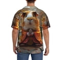 thumbnail image 3 of Pofeuu Valley Meditating Guinea Pig Print Mens Casual Short Sleeve Shirts Beach Summer Spread Collar Pocket Tops Men's Casual Short-sleeved Shirt-Large, 3 of 5