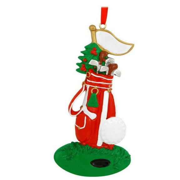 Red Golf Bag on Green Sports Christmas Ornament Tree Decoration
