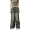 thumbnail image 2 of TrendOFT Womens Baggy Jeans Elastic Waist Cool Ripped Jean Washed Wide Leg Denim Pants Blue M, 2 of 5