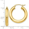 thumbnail image 2 of 14k Yellow Gold Polished 4mm X 25mm Tube Hoop Earrings - 2.5 Grams - Measures 25mm long 4mm Thick, 2 of 2