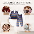 thumbnail image 7 of Gukieu Colorful Mexican Stripes Print Women's Long Sleeve Pajama Set, Button Top Elastic Pocket Pajama Pants Two Piece Set Home Wear-Medium, 7 of 7
