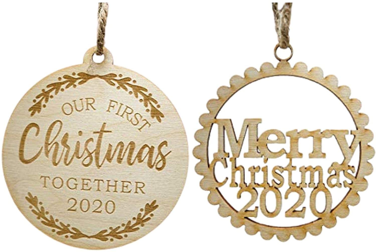 Wood Slice Christmas Ornaments, Our Frist Christmas Together and Merry  Christmas 2020, DIY Holiday Craft, Set of 2 - Walmart.com