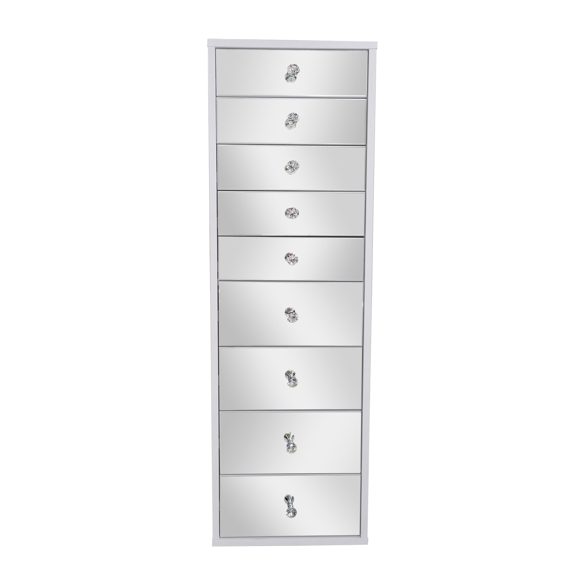 SlayStation 5-Drawer Makeup Vanity Storage Unit in Bright White | 14.25 x 22.375 x 14.25 in | Impressions Vanity Co. | Aluminum/Glass