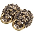 thumbnail image 1 of LOLIPPYY 2Pcs Lion Decorative Handle Antique Brass Door Knocker For Homeowners, 1 of 6